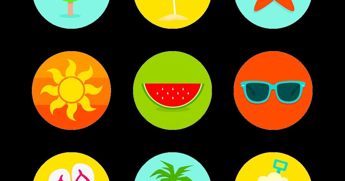 9 circles of summer icons