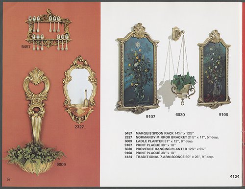 catalog page featuring Gold frames and mirrors.