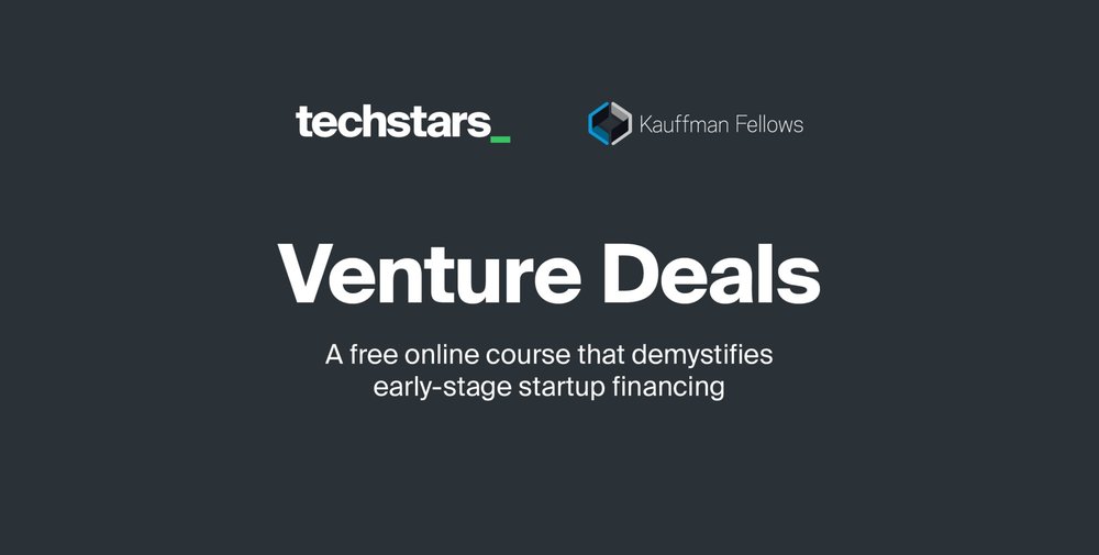 Venture Deals in white copy on black background