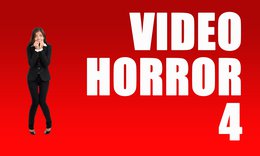 red background, person looking scared on left with words "Video Horror" on right