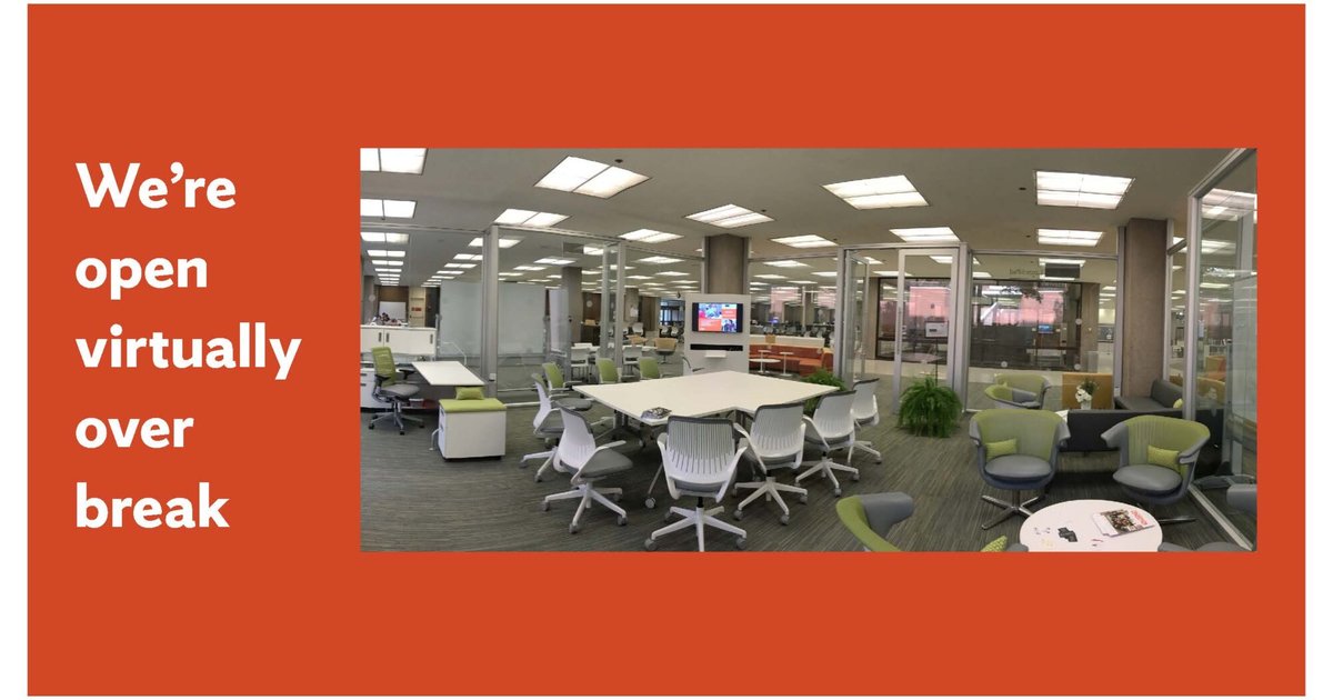 We're open virtually over break graphic, featuring Blackstone launchpad